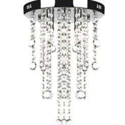 vidaXL Lámpara blanca colgante de metal con adornos de cristal Sale