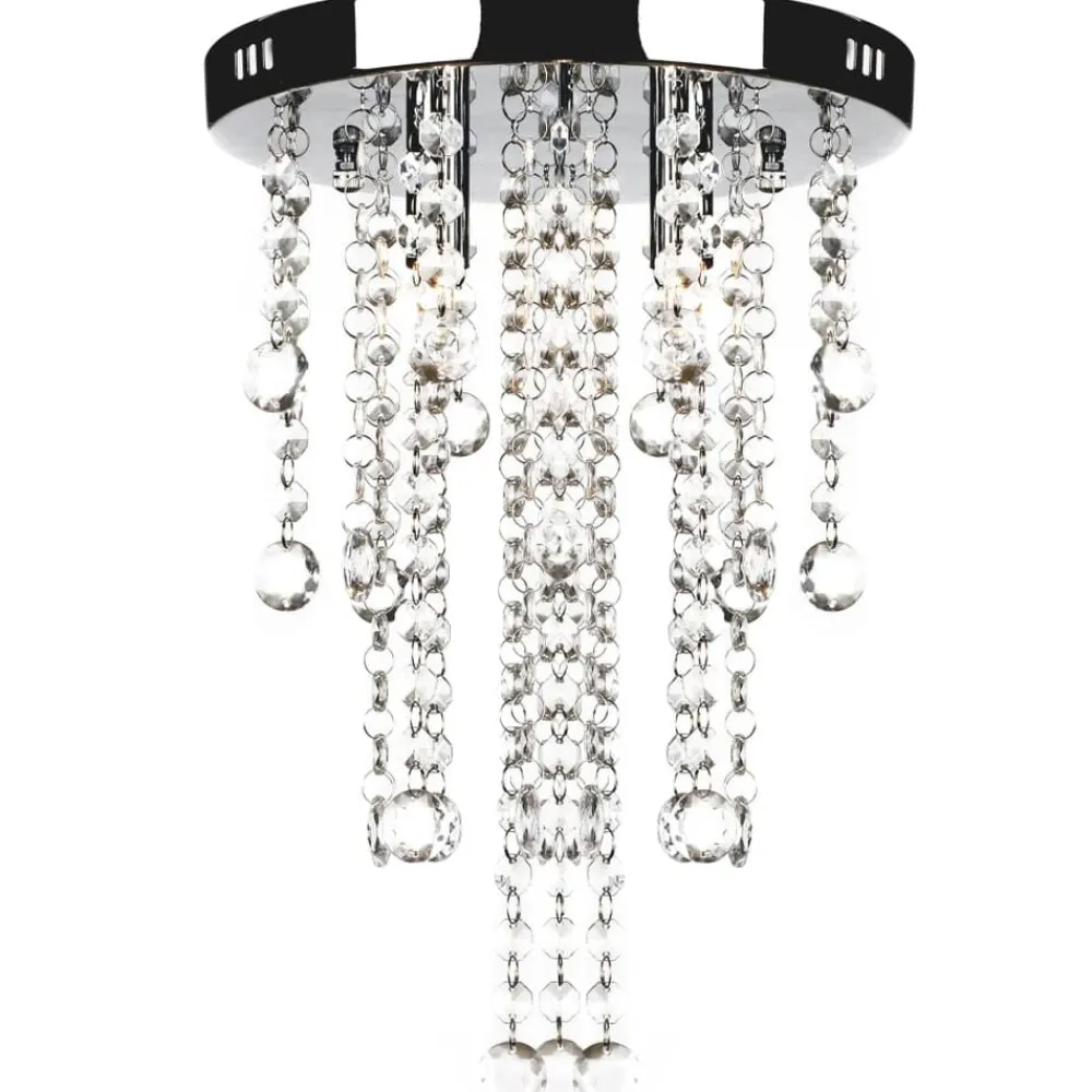 vidaXL Lámpara blanca colgante de metal con adornos de cristal Sale
