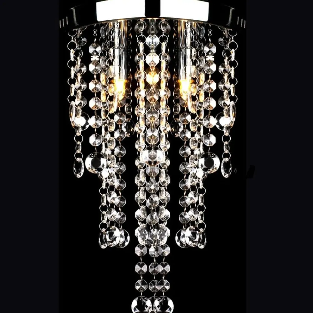 vidaXL Lámpara blanca colgante de metal con adornos de cristal Sale