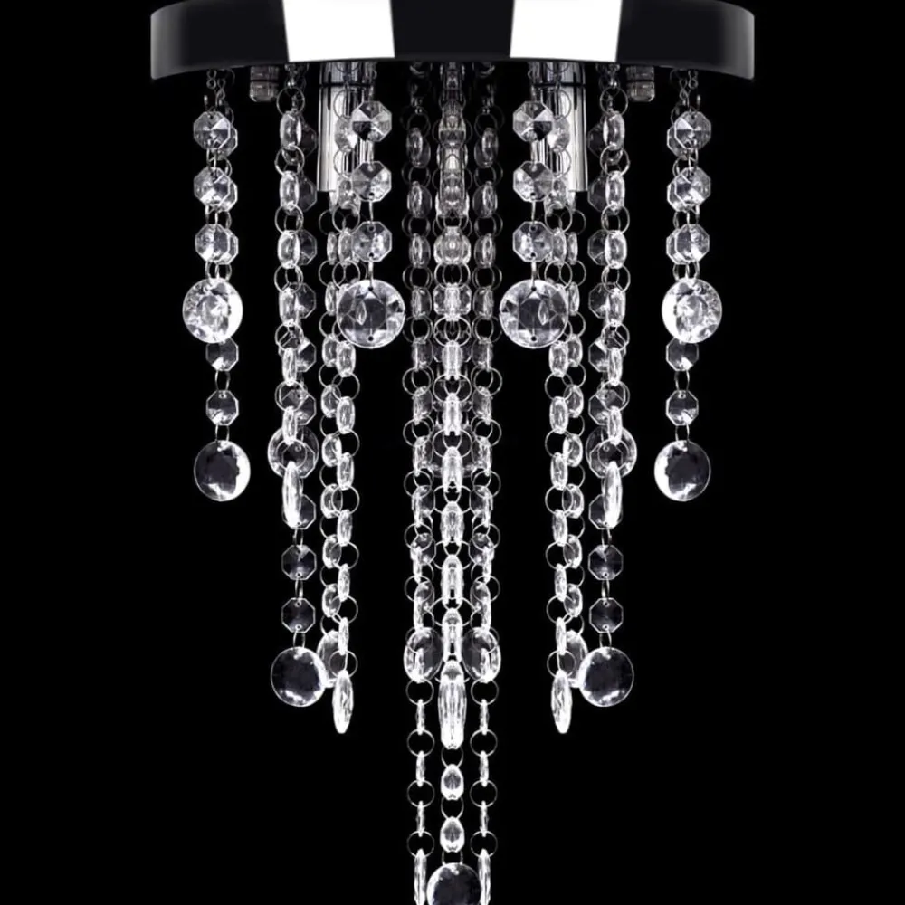 vidaXL Lámpara blanca colgante de metal con adornos de cristal Sale