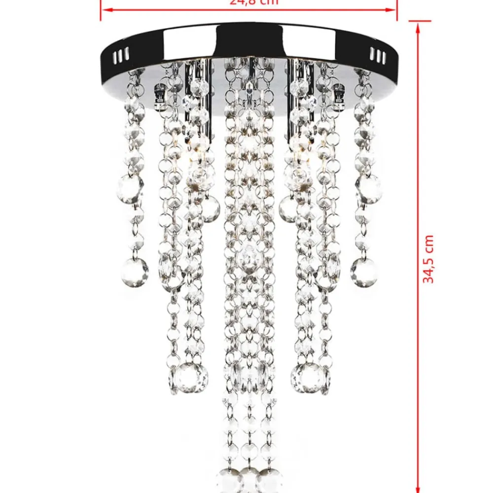 vidaXL Lámpara blanca colgante de metal con adornos de cristal Sale