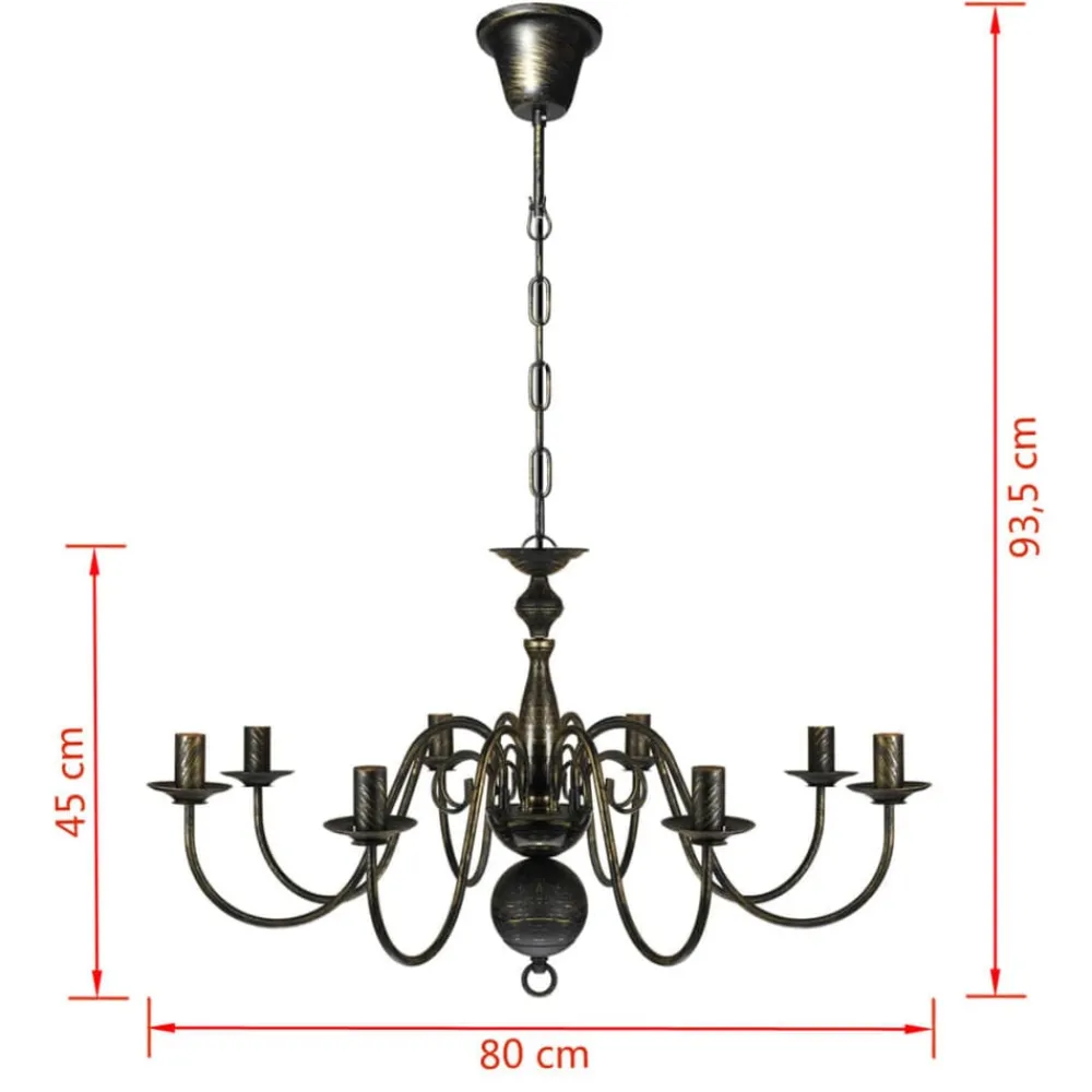 vidaXL Iluminación-Lámpara de araña antique metal 8 bombillas E14