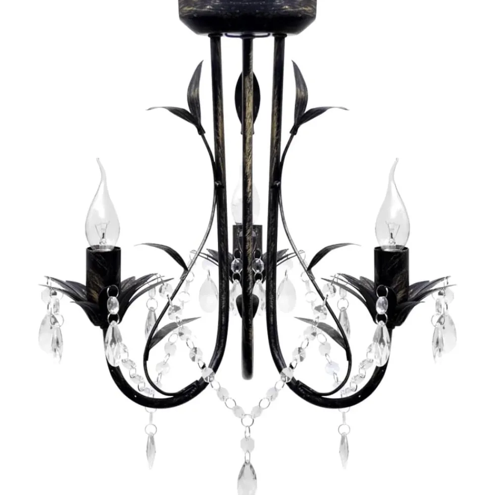 vidaXL Iluminación-Lámpara de araña, candelabro negro estilo Art Nouveau, 3 x E14