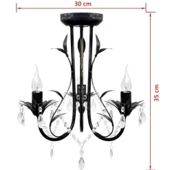 vidaXL Iluminación-Lámpara de araña, candelabro negro estilo Art Nouveau, 3 x E14