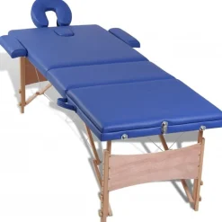 vidaXL Salud Y Belleza-Mesa camilla de masaje de madera plegable de tres cuerpos es