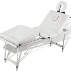 vidaXL Salud Y Belleza-Mesa camilla de masaje de aluminio plegable de 4 cuerpos