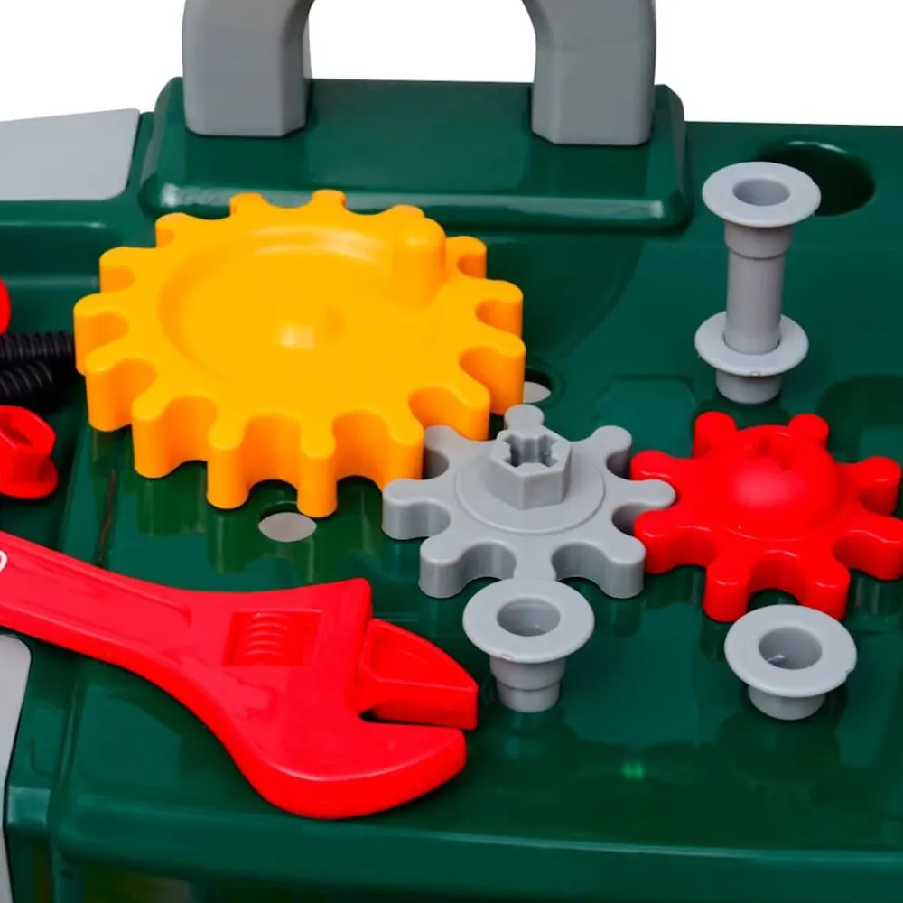 vidaXL Juguetes-Mesa de trabajo de juguete para niños con herramientas (Verde + Gris)