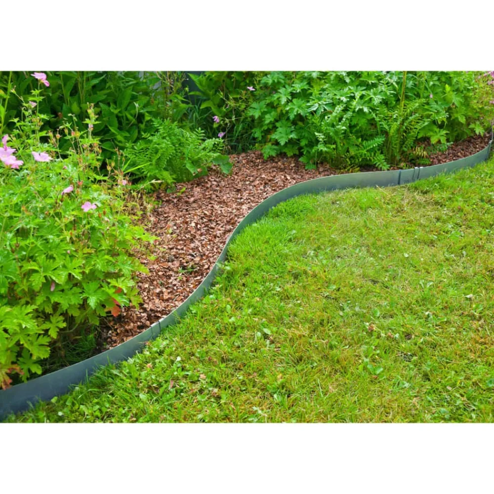 Nature Borduras de jardín 3 uds acero 91,4x10,2 cm Gris Discount
