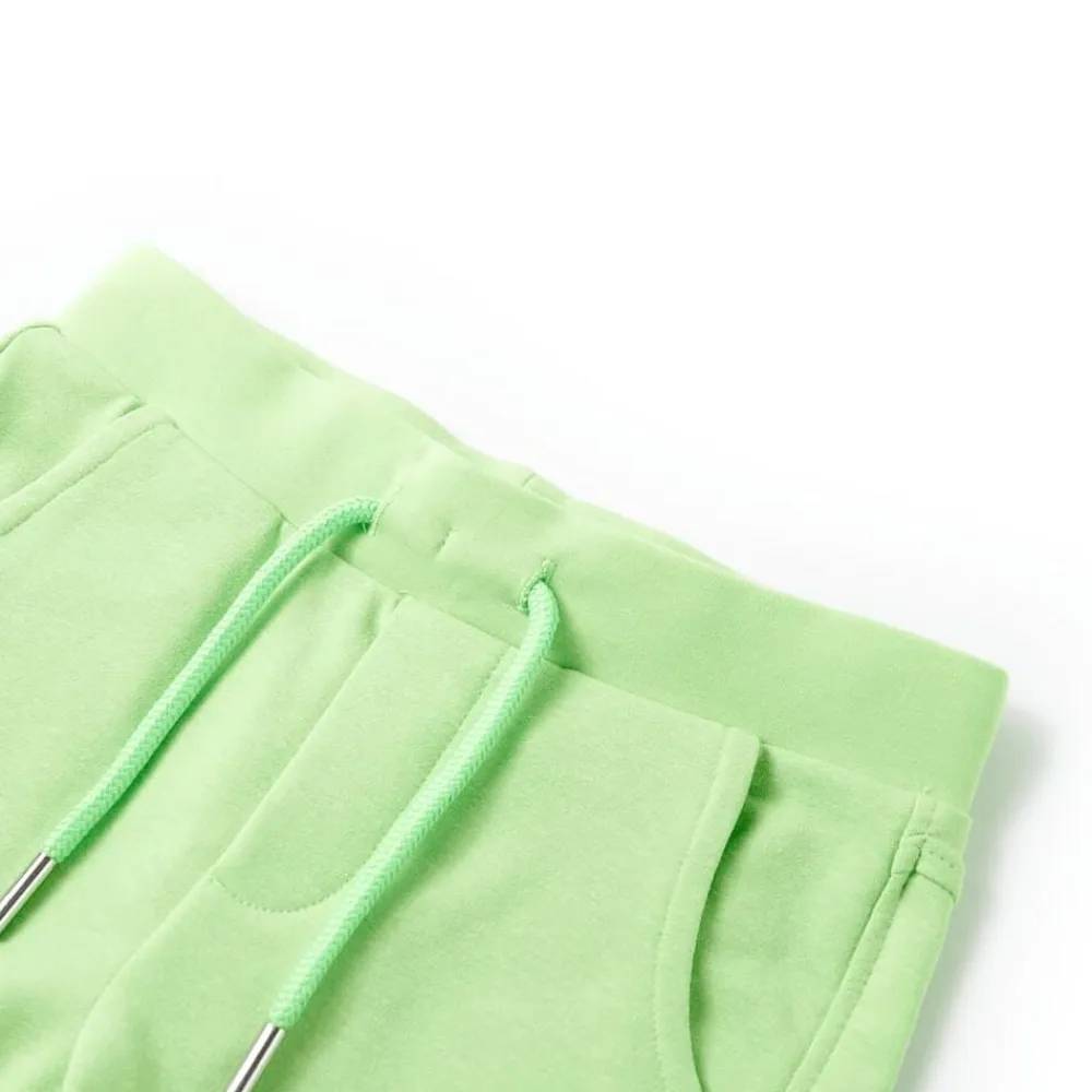 vidaXL Pantalón corto infantil verde flúor 128 New