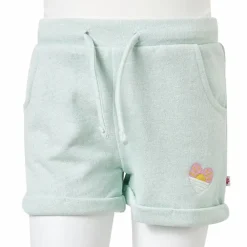 vidaXL Pantalones cortos infantiles con cordón verde claro mixto 116 Menta