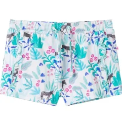 vidaXL Pantalones cortos infantiles con cordón crudo y verde menta oscuro 128 Hot