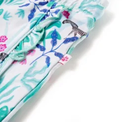 vidaXL Pantalones cortos infantiles con cordón crudo y verde menta oscuro 128 Hot