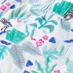 vidaXL Pantalones cortos infantiles con cordón crudo y verde menta oscuro 128 Hot
