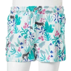 vidaXL Pantalones cortos infantiles con cordón crudo y verde menta oscuro 128 Hot