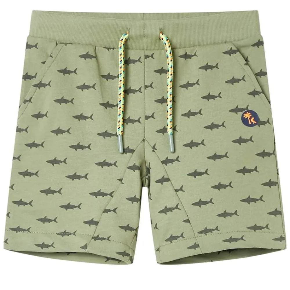 vidaXL Pantalones cortos infantiles con cordón claro 116 Caqui Clearance