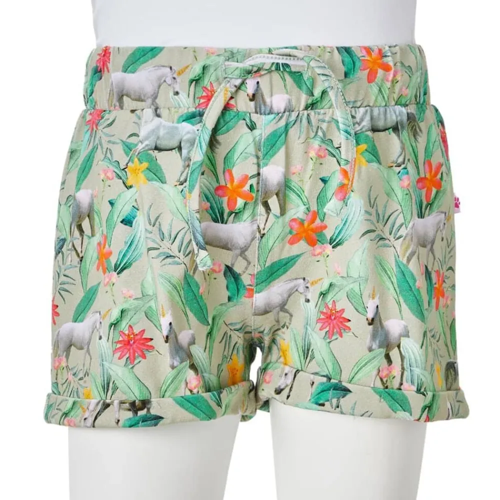 vidaXL Pantalones cortos infantiles con cordón caqui claro 116 Outlet