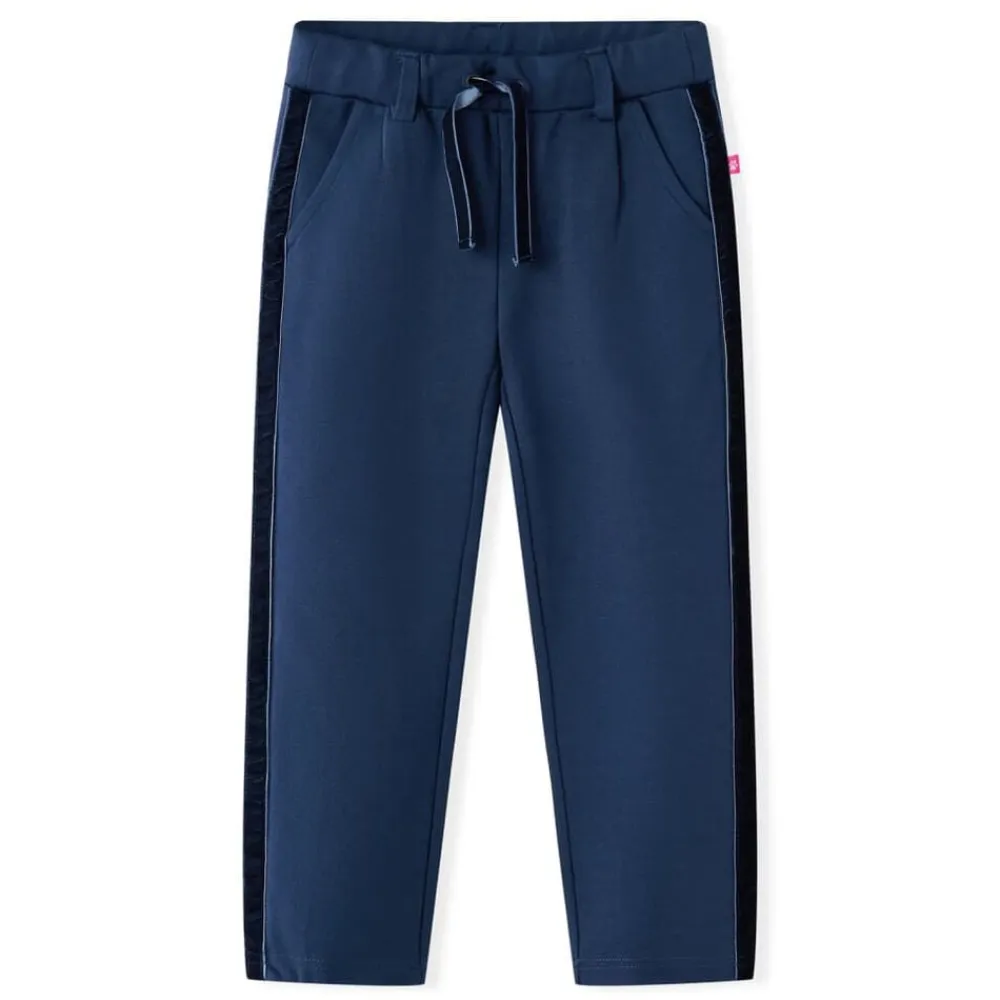 vidaXL Ropa Y Accesorios-Pantalones infantiles con ribetes negros azul marino 104