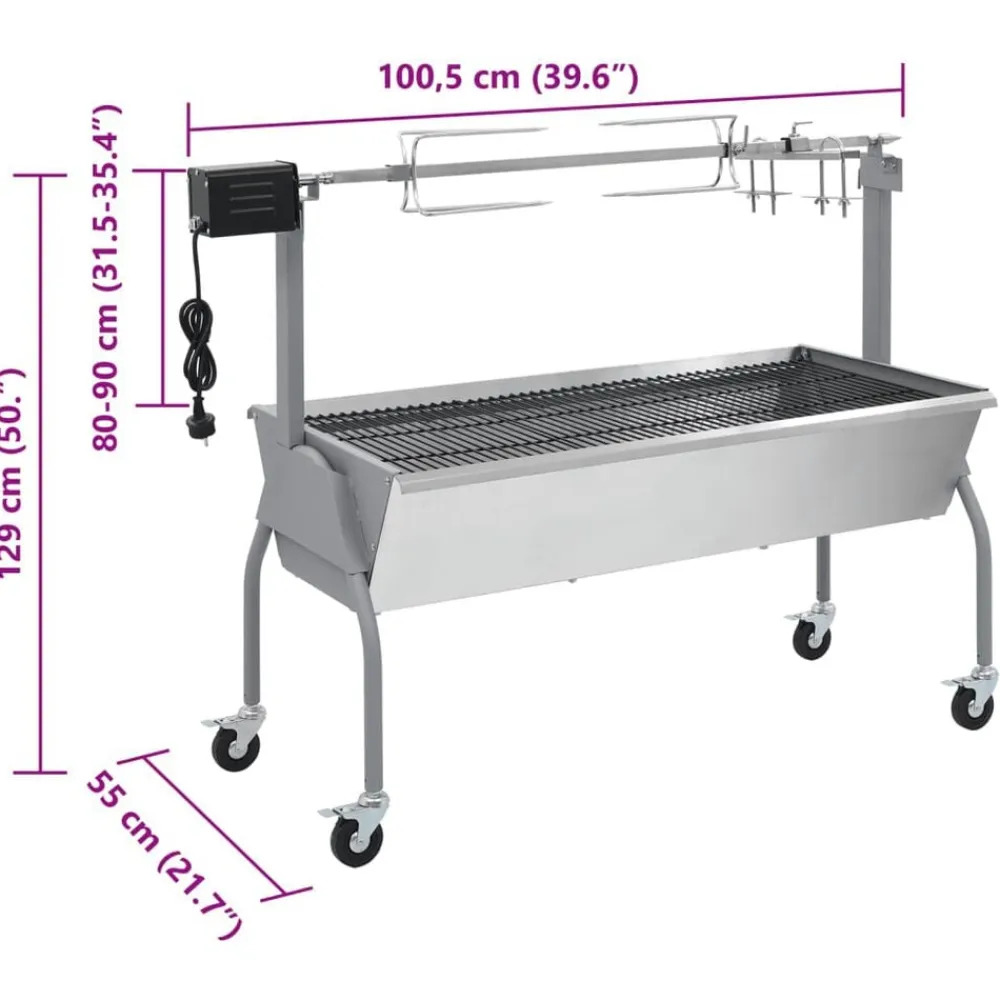 vidaXL Cocina Y Comedor-Parrilla De Barbacoa Con Asador Y Motor Eléctrico