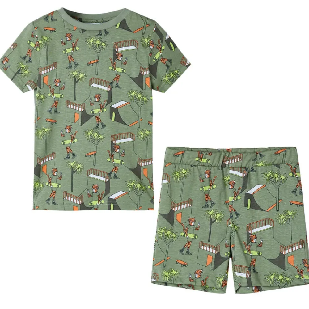 vidaXL Ropa Y Accesorios-Pijama de manga corta infantil caqui claro 92