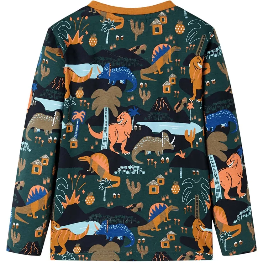 vidaXL Pijama infantil de manga larga verde oscuro 92