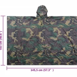 vidaXL Poncho impermeable lluvia ejército para acampar/senderismo Camuflaje Sale