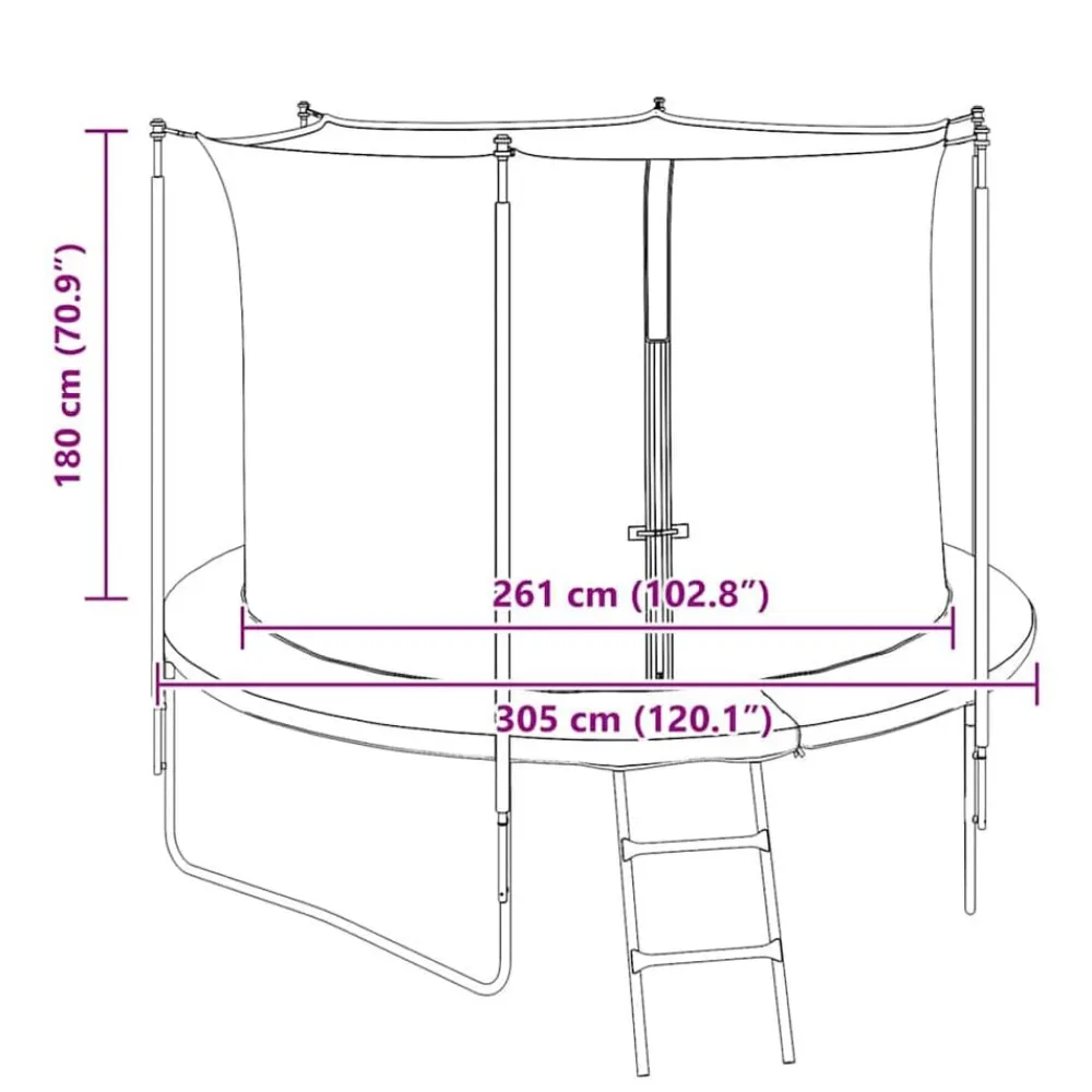 vidaXL Estructuras Para Juegos Al Aire Libre-Red de seguridad para cama elástica redonda 3,05 m