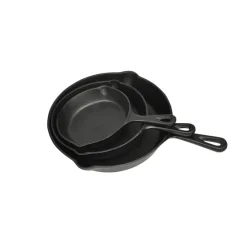 vidaXL Cocina Y Comedor-Set de 3 sartenes grill de hierro fundido