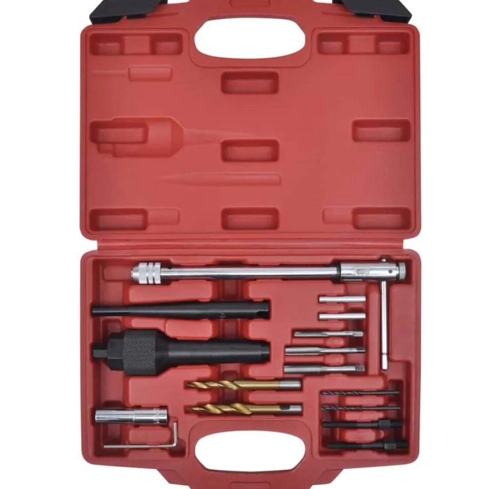 vidaXL Equipo & Herramientas De Taller-Set de herramientas para remover bujías de precalentamiento 16 piezas