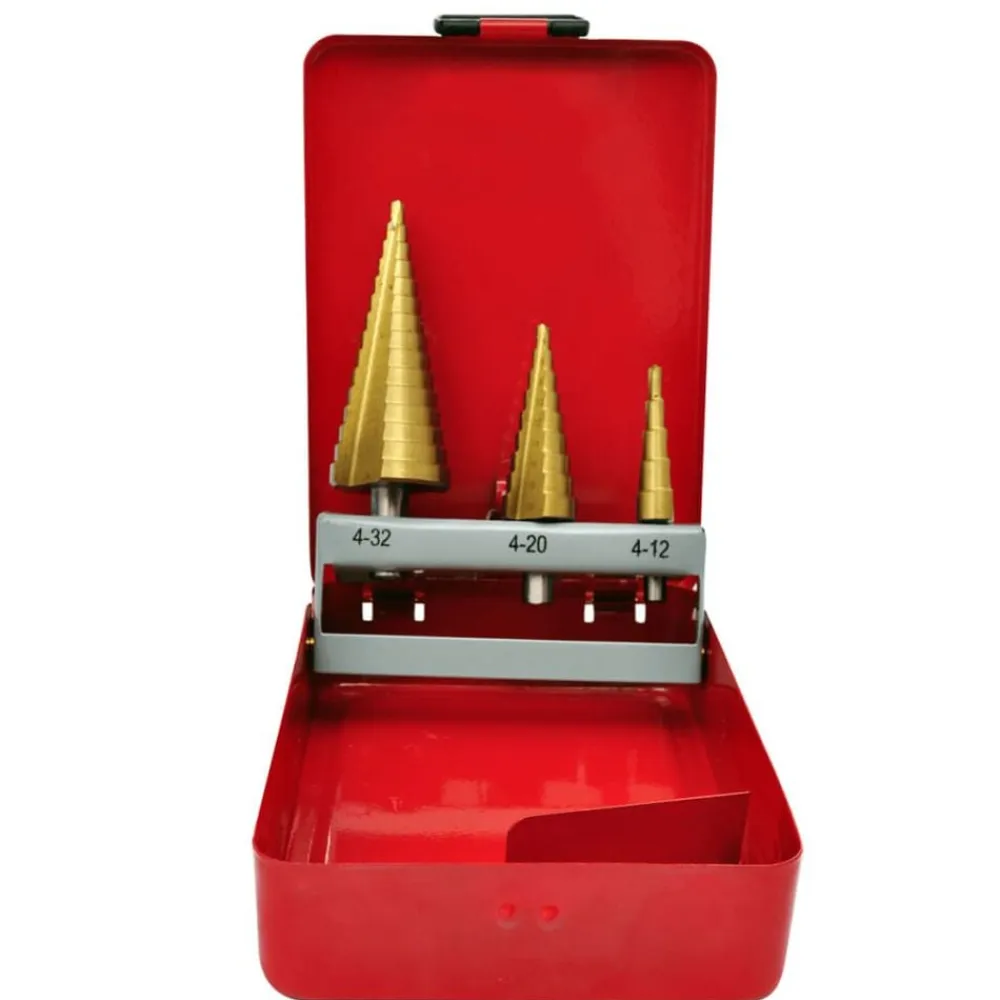 vidaXL Accesorios Para Herramientas-Set De Taladro De Paso Hss Broca Escalonada 3-Piezas Cónica