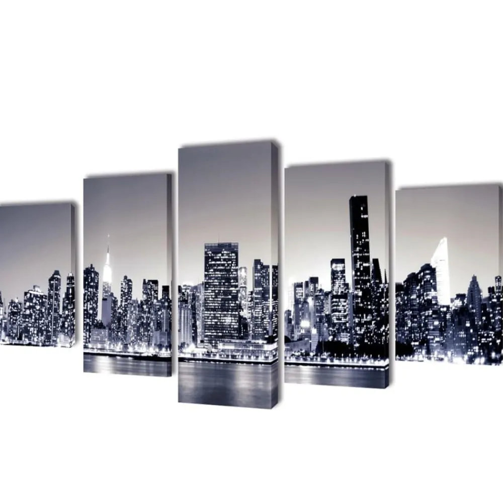 vidaXL Set decorativo de lienzos para pared perfil Nueva York 100 x 50 cm