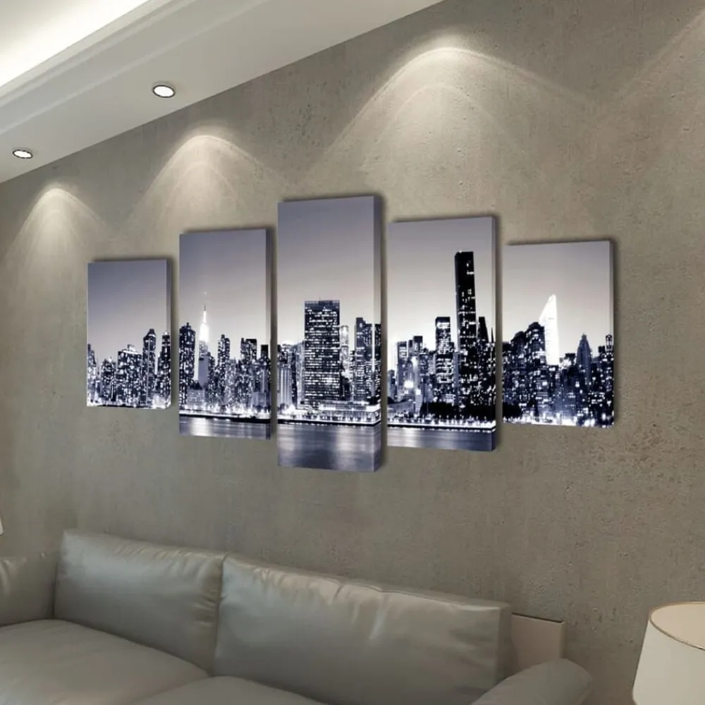 vidaXL Set decorativo de lienzos para pared perfil Nueva York 100 x 50 cm