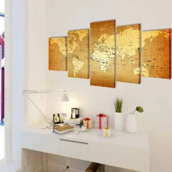 vidaXL Decoración-Set decorativo de lienzos para la pared modelo mapamundi, 100 x 50 cm