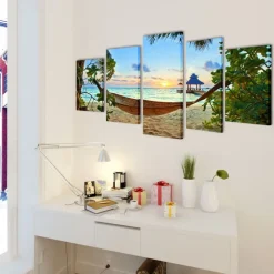 vidaXL Decoración-Set decorativo de lienzos para la pared modelo con hamaca, 100 x 50 cm