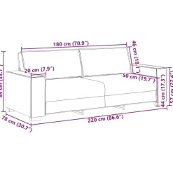 vidaXL Sofá de 3 plazas de tela marrón, 180 cm Marrón Online