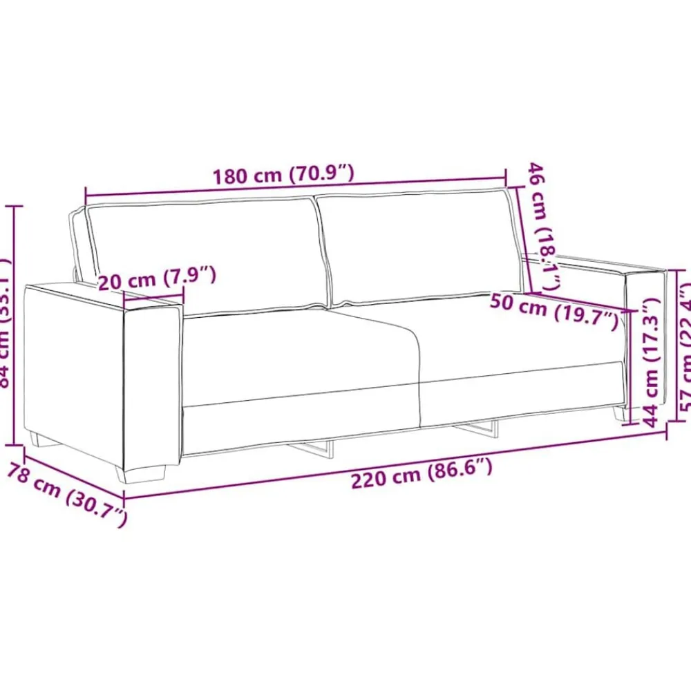 vidaXL Sofá de 3 plazas de tela marrón, 180 cm Marrón Online