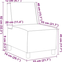 vidaXL Sofás-Sofá modular sin brazos 55 cm terciopelo