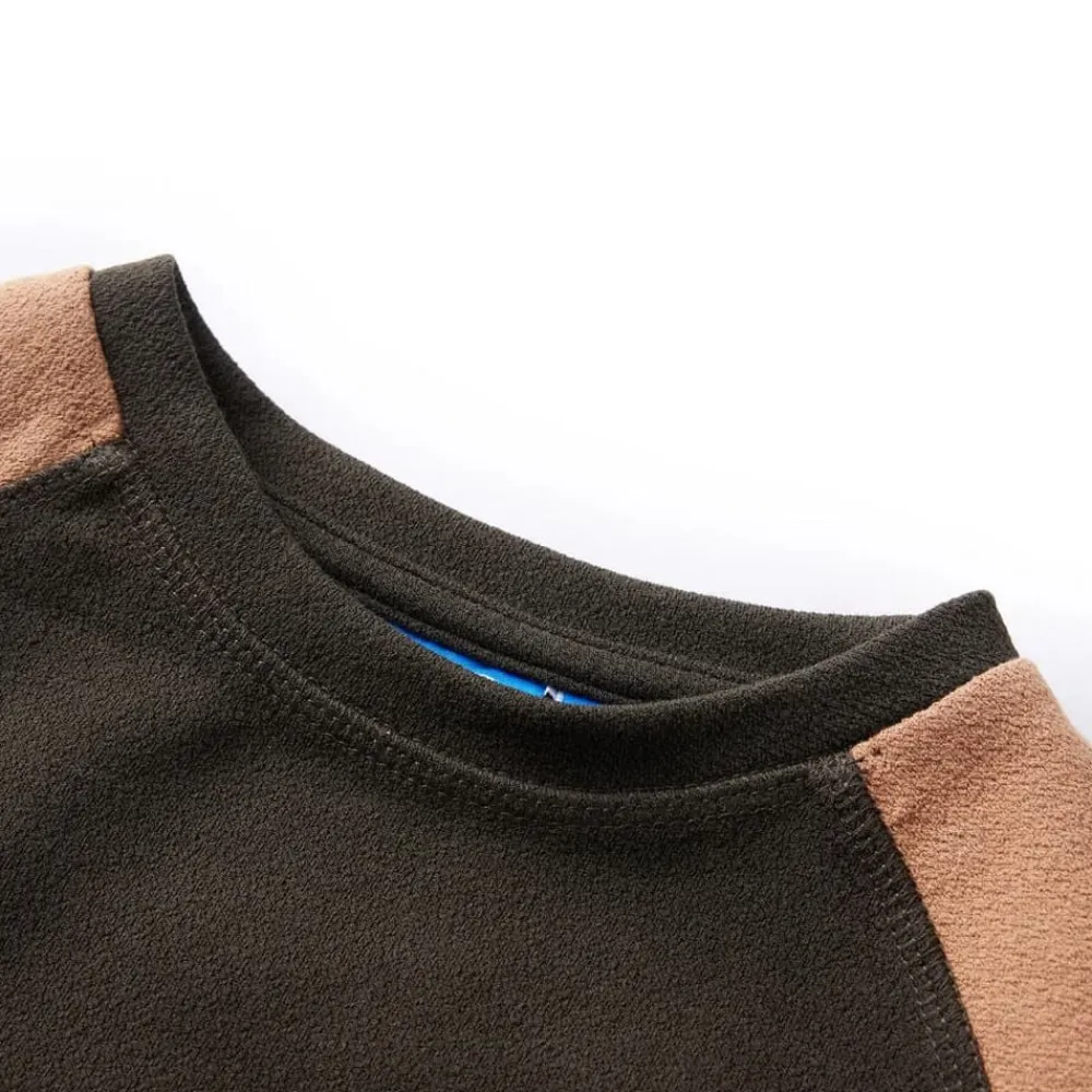 vidaXL Sudadera infantil caqui oscuro y camel 140 Discount