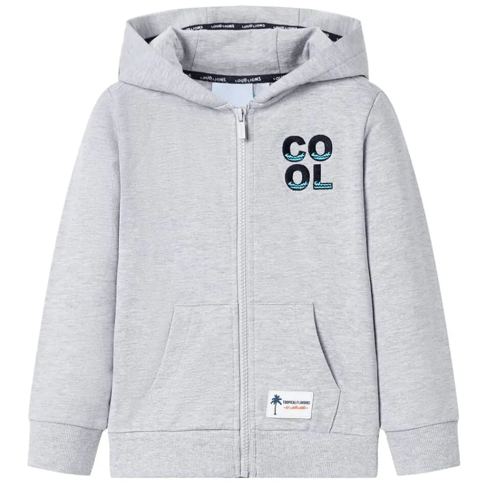 vidaXL Sudadera infantil con capucha y cremallera 92 Gris Sale