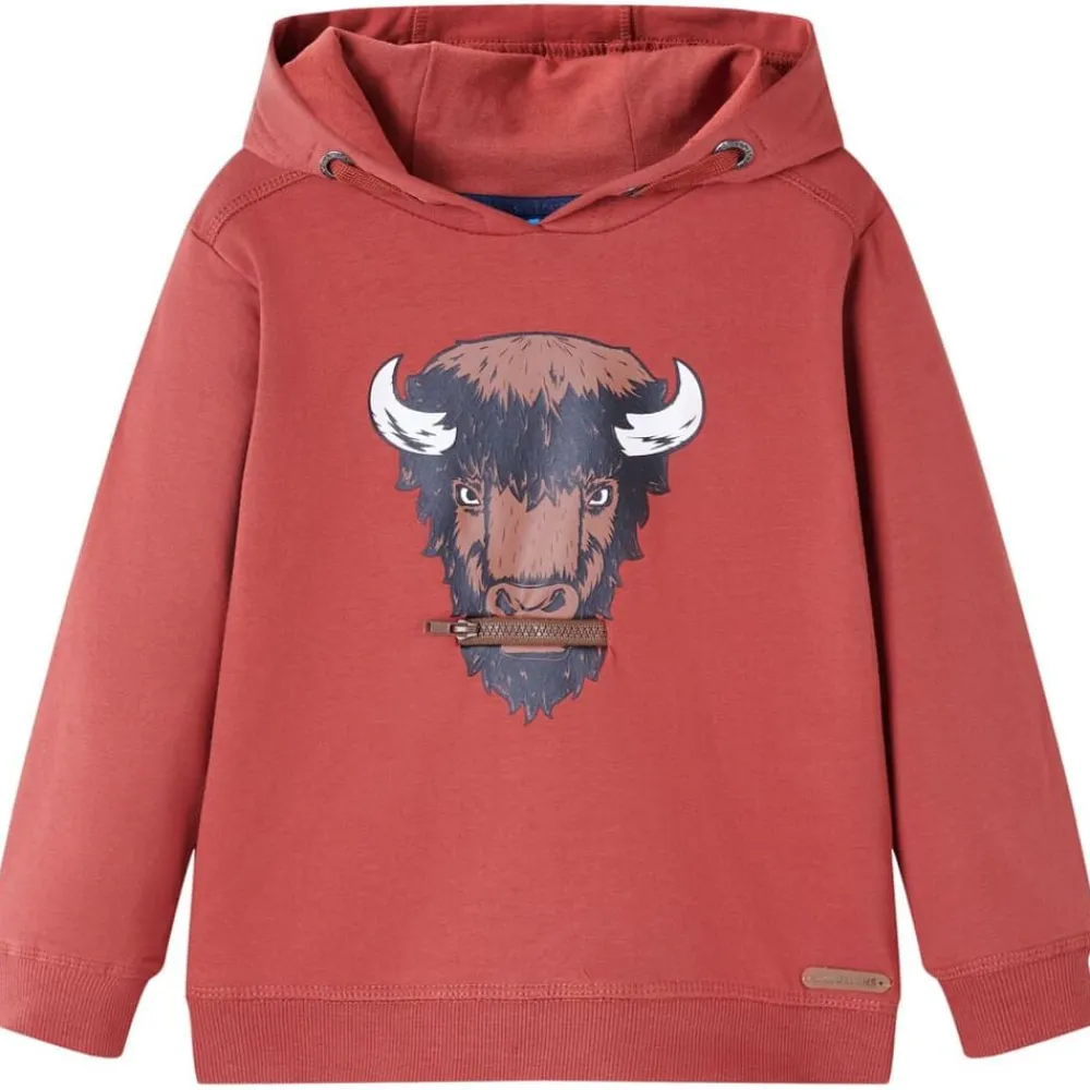 vidaXL Ropa Y Accesorios-Sudadera infantil con capucha rojo tostado 104