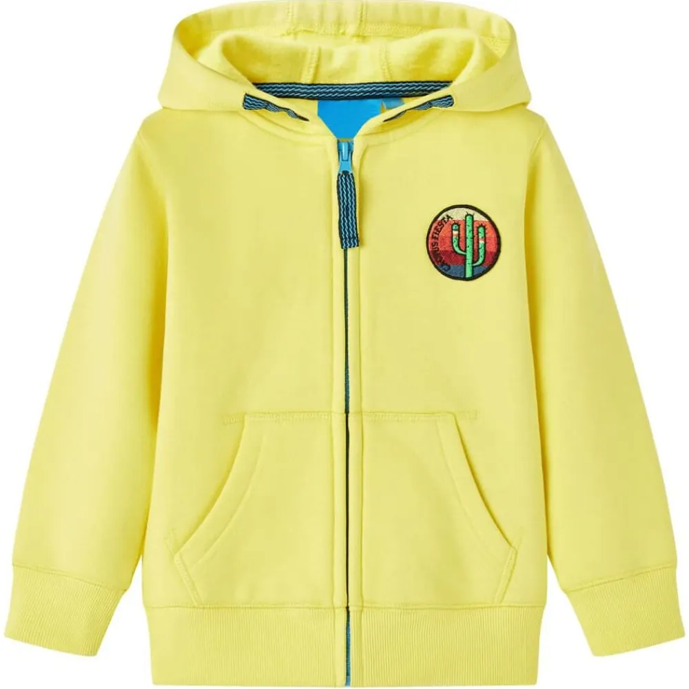 vidaXL Sudadera infantil con capucha y cremallera amarillo claro 92 New