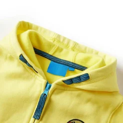 vidaXL Sudadera infantil con capucha y cremallera amarillo claro 92 New