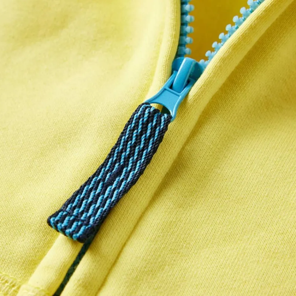 vidaXL Sudadera infantil con capucha y cremallera amarillo claro 92 New