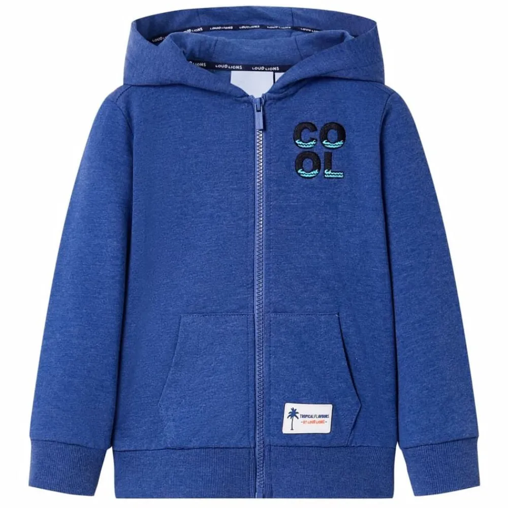 vidaXL Sudadera infantil con capucha y cremallera oscuro mélange 92 Azul