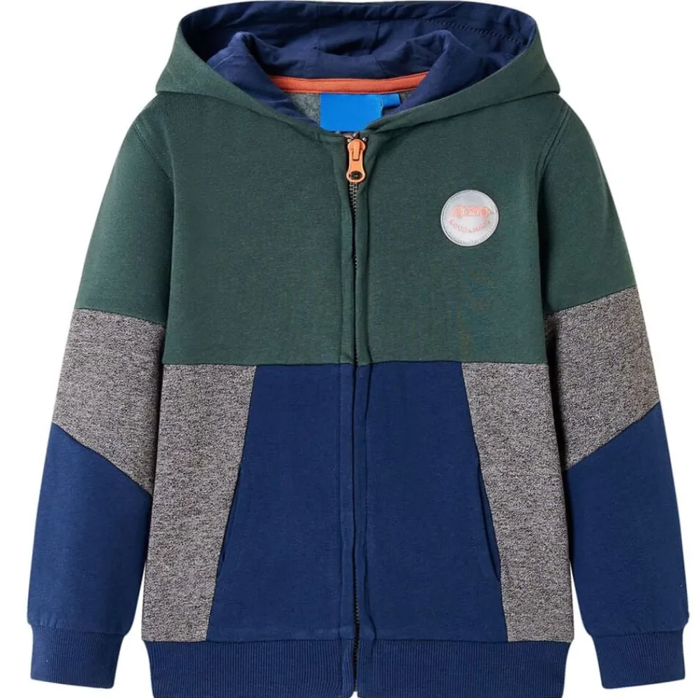 vidaXL Sudadera infantil con capucha y cremallera verde oscuro 92 Best