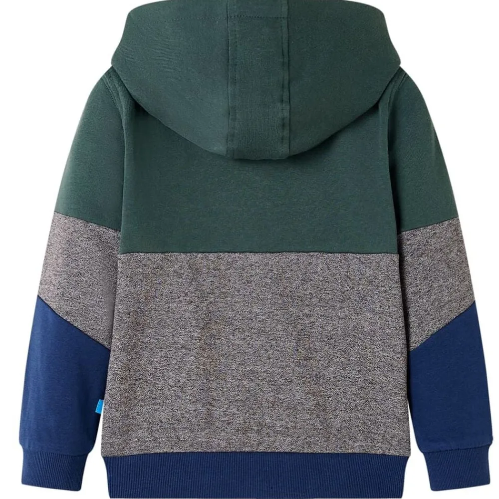 vidaXL Sudadera infantil con capucha y cremallera verde oscuro 92 Best
