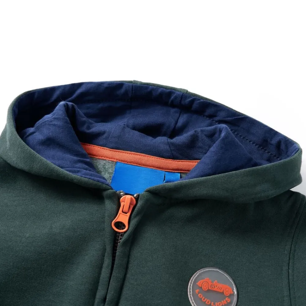 vidaXL Sudadera infantil con capucha y cremallera verde oscuro 92 Best