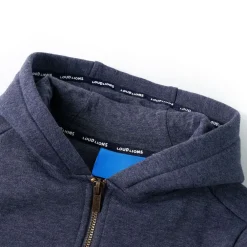vidaXL Sudadera infantil con capucha y cremallera azul oscuro mélange 92 Clearance