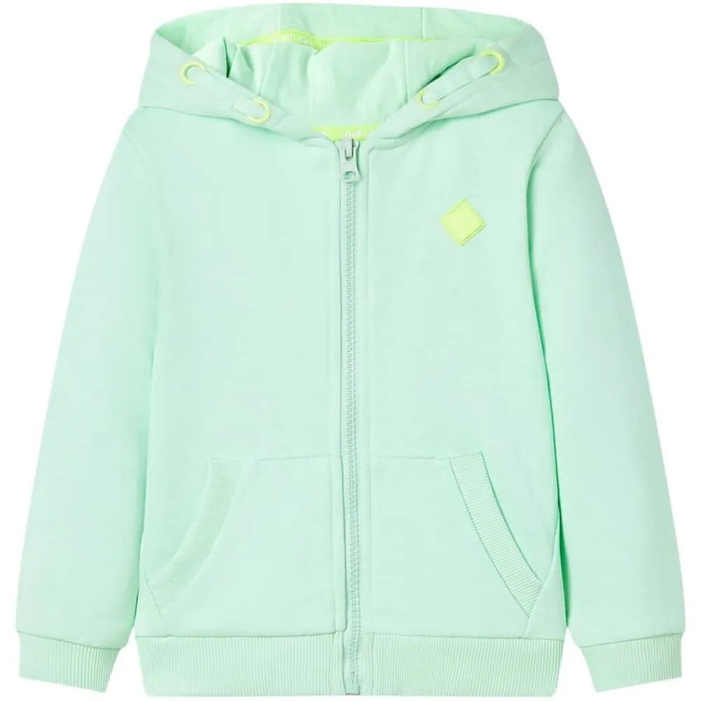 vidaXL Sudadera infantil con capucha y cremallera brillante 92 Verde Hot