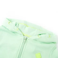 vidaXL Sudadera infantil con capucha y cremallera brillante 92 Verde Hot