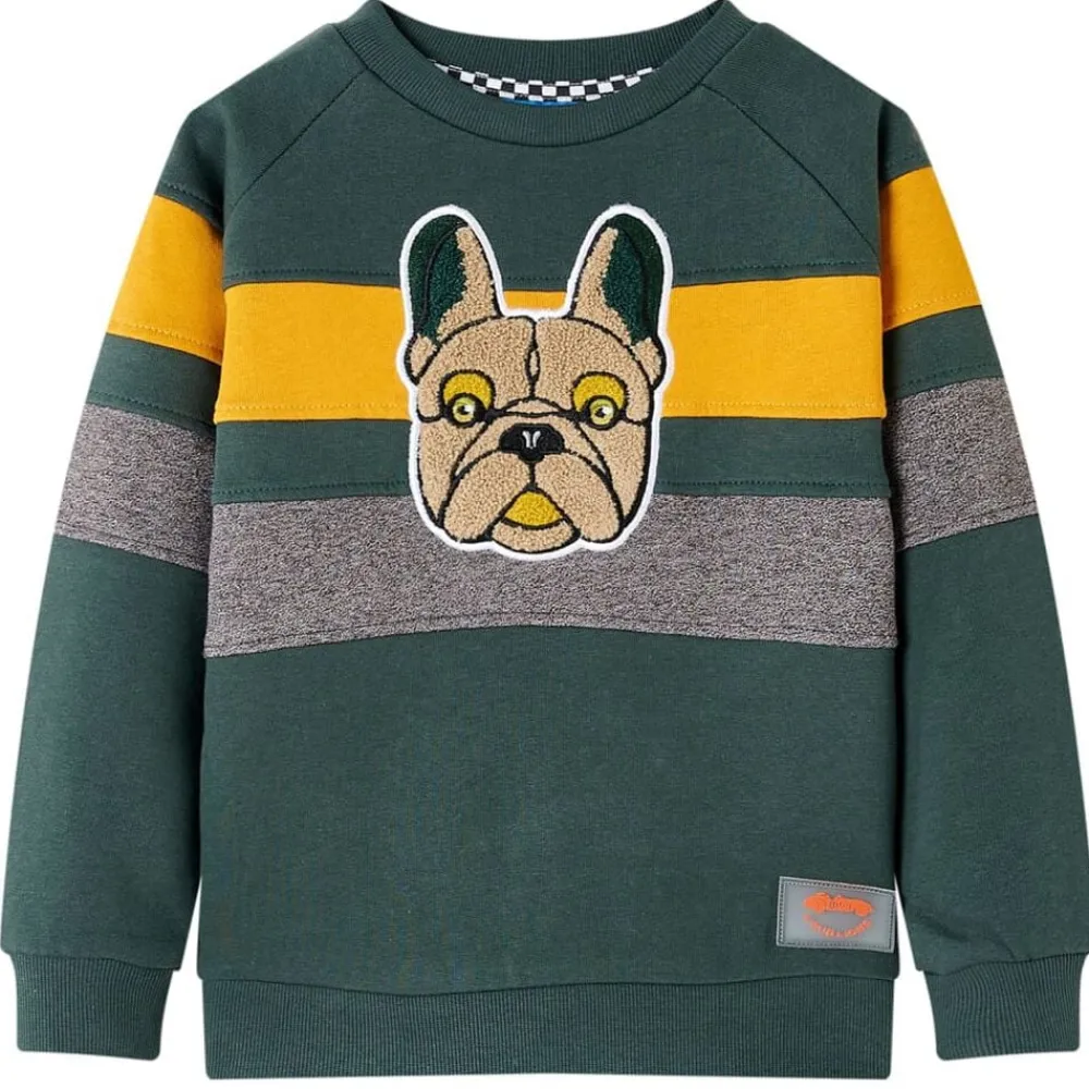 vidaXL Sudadera infantil verde oscuro 104 New